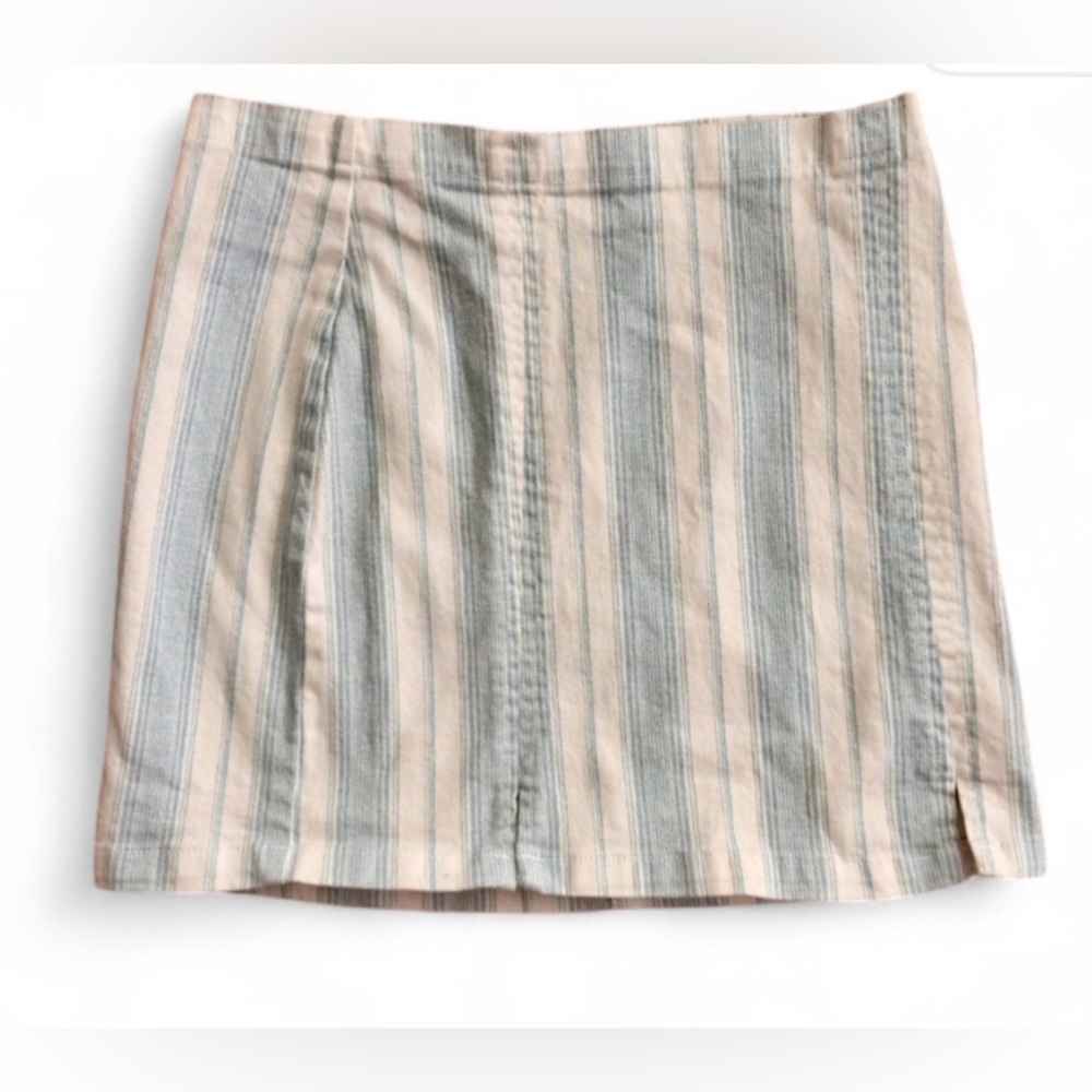 Cotton Striped Mini Skirt‎ in white and blue stripes | size XL